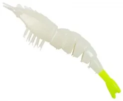 Zman EZ Shrimpz 3.5 Inch Un-Rigged Soft Plastic Lure -Tackle Storage Shop glow chartreuse tail un rigged 1
