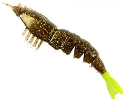 Zman EZ Shrimpz 3.5 Inch Un-Rigged Soft Plastic Lure -Tackle Storage Shop rootbeer chartreuse tail un rigged 1